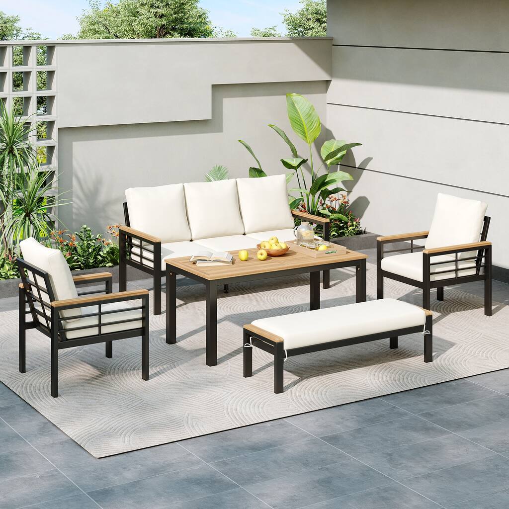 5 Pieces Outdoor Conversation Sets with Cushions