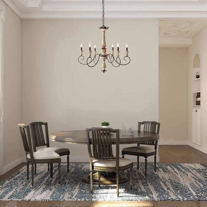 Urban Farmhouse 6-Light Chandelier French Country Rustic Classic Lights - D31.1" x H28"