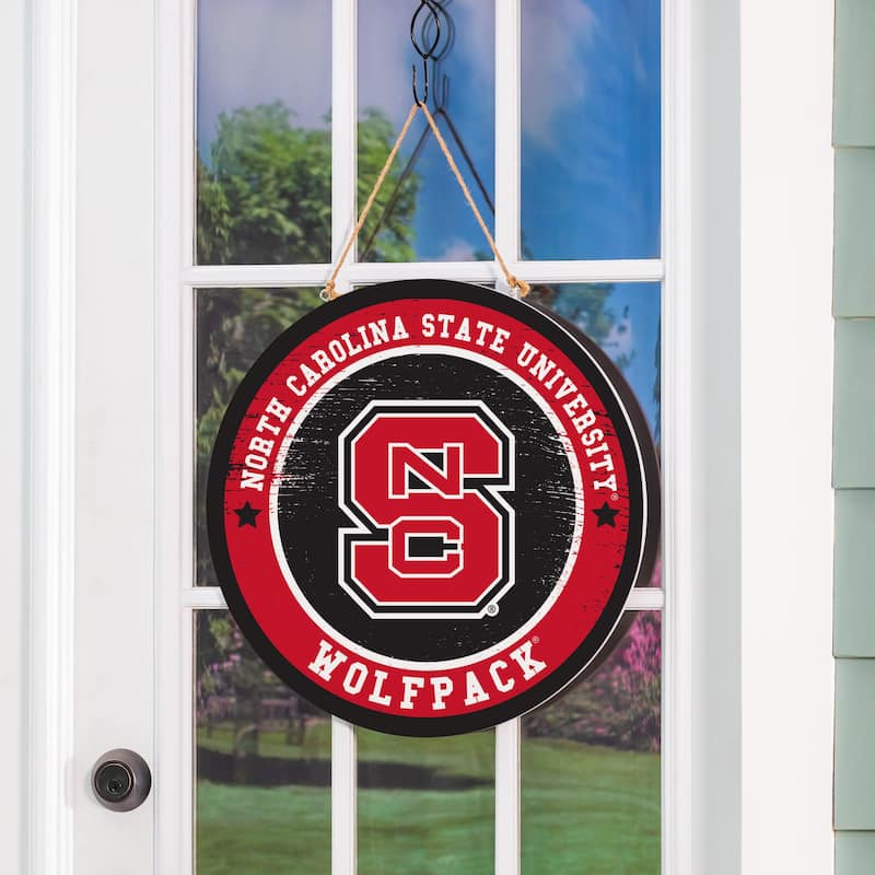 North Carolina State University Wooden Door Decor Wall Sign - Multi-Color
