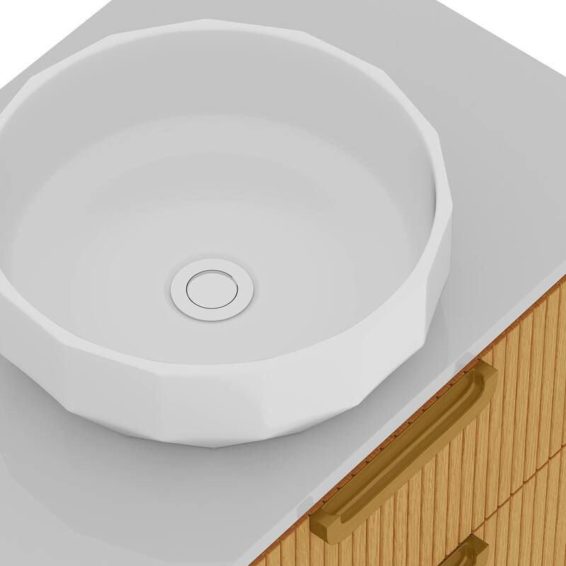Moasis 30 Inch Floating Bathroom Vanity with Sink, Wall-Mounted Vanity with Engineered White Stone Top