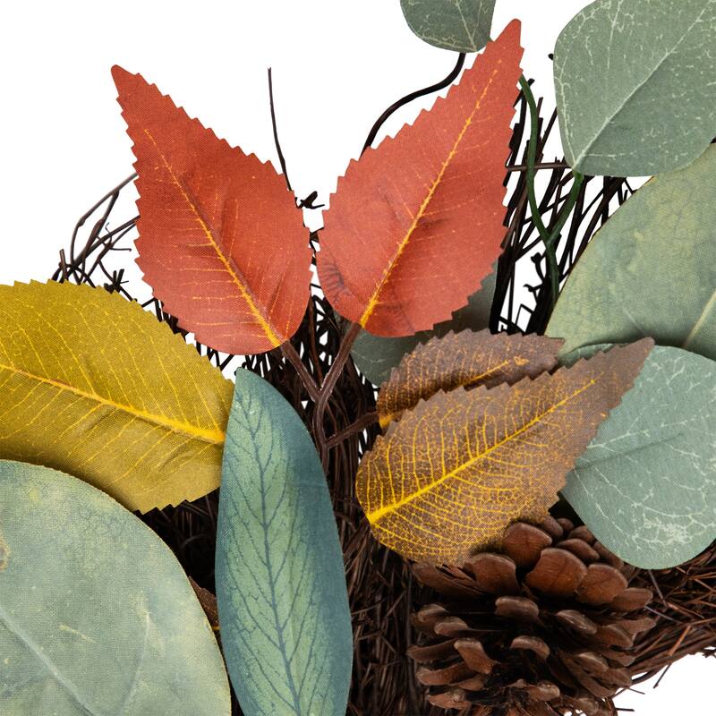 Pumpkin Pinecone Gourd Grapevine Artificial Thanksgiving Wreath 24"