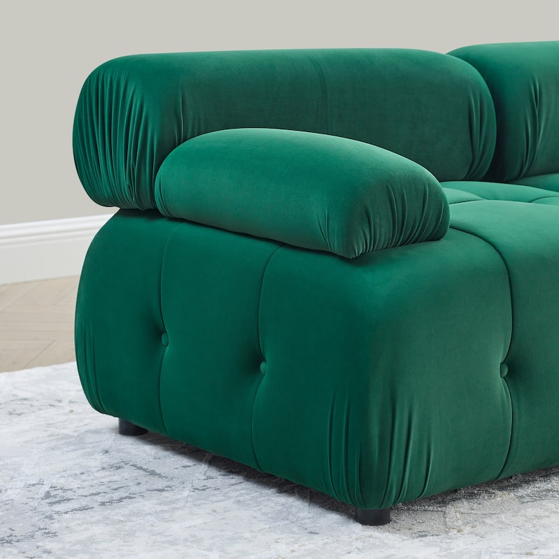 93'' Modular L-Shaped 4-Seater Sectional with Reversible Ottoman, Button Tufted Design, and Cozy Cushions