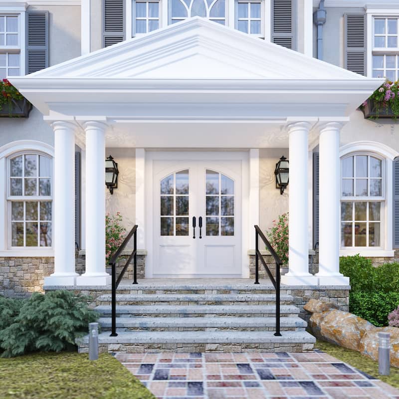 Wrought Iron Stair Handrail WeatherResistant Railing Home Garden Porch