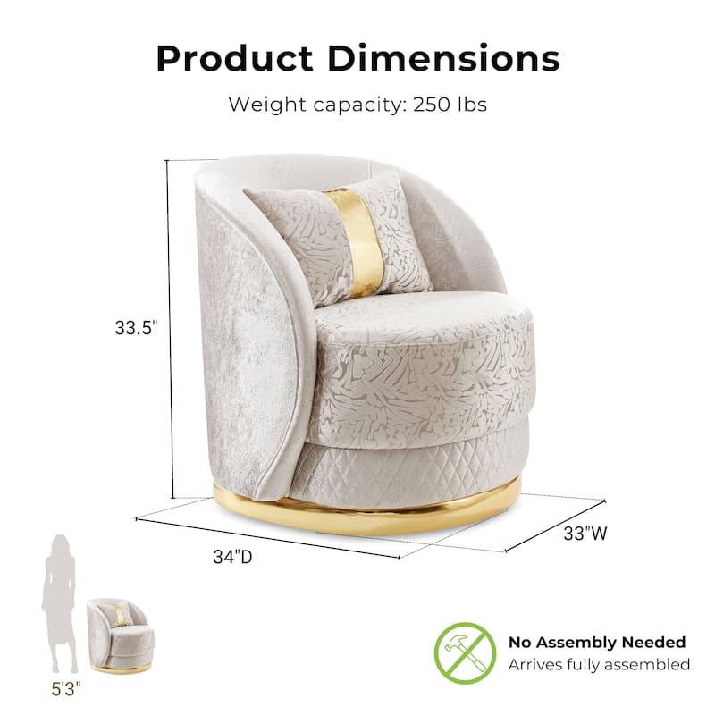 Furniture of America Maxine Glam Upholstered Solid Wood Swivel Chair