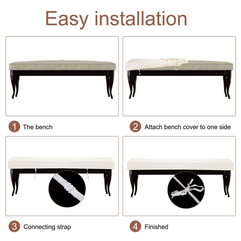 Bench Cushion Cover Stretch Jacquard Checkered Dining Bench Cover