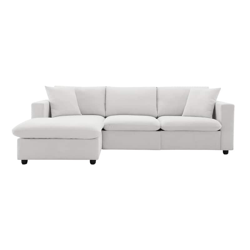 L-shape Sectional Sofa Sets w/ Ottomans Recliners Loveseat, White - Bed ...