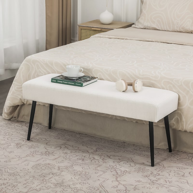 Adeco Modern End of Bed Bench Tufted Ottoman