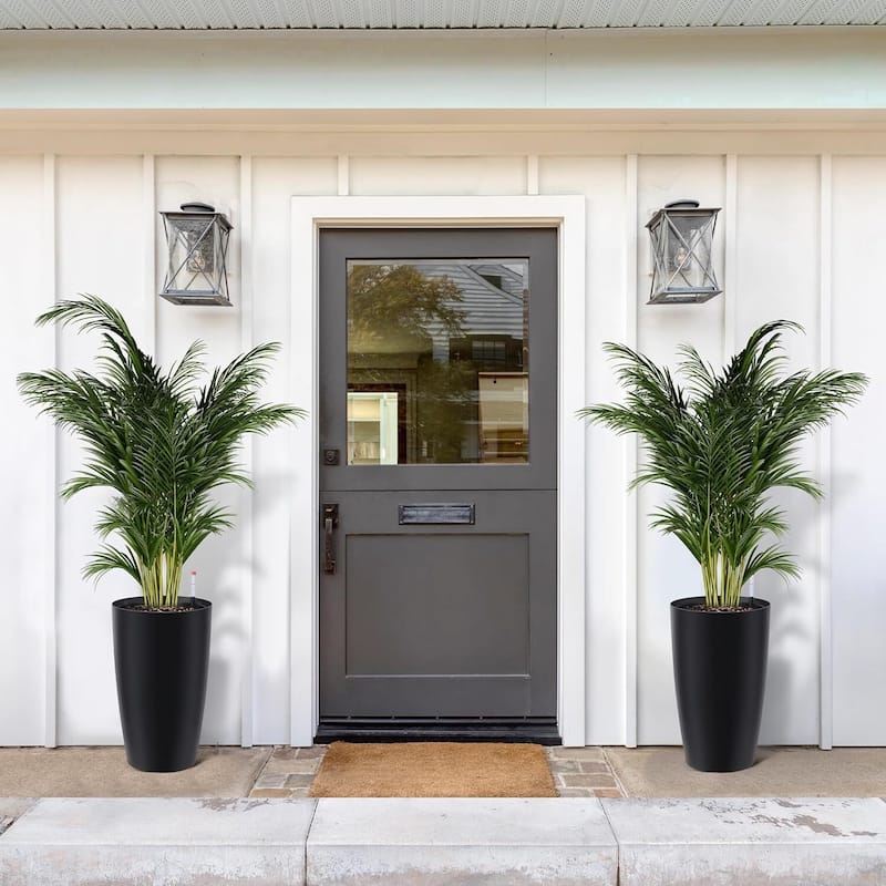 Set of 2 Tall 21.7" Self-Watering Planters, Flower Pots with Built-in Drainage