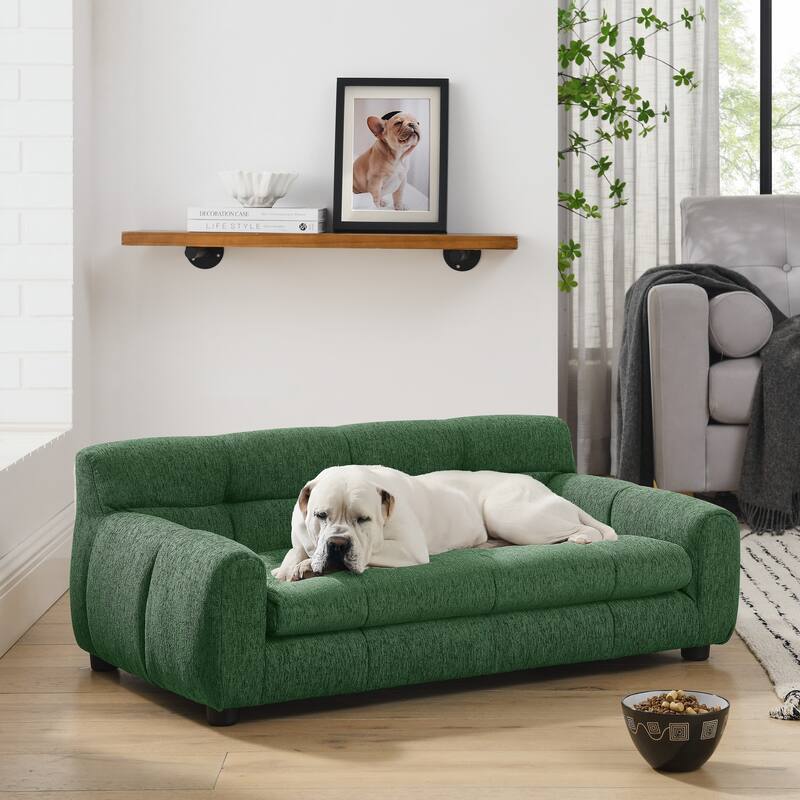 Soft and Comfortable Pet Sofa with Backrest and Armrests, Suitable for Modern Pet Sofas for Small and Medium-Sized Dogs - Green