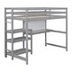 preview thumbnail 4 of 12, Stylish & Simple Twin Size Wooden Loft Bed with Shelves, Desk and Writing Board, Maximized space, Health and Comfort, Grey