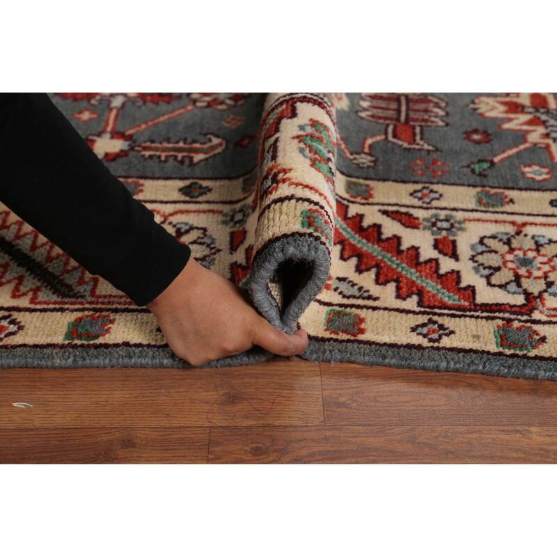 Gray Geometric Oushak Oriental Area Rug Handmade Wool Carpet - 7'9"x 9'11"