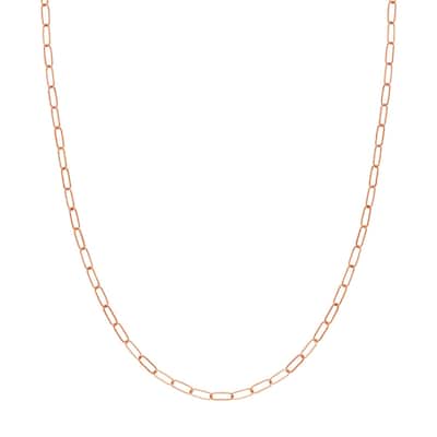 Curata 14k Rose Gold 3mm Paper Clip Chain Necklace (Lobster)
