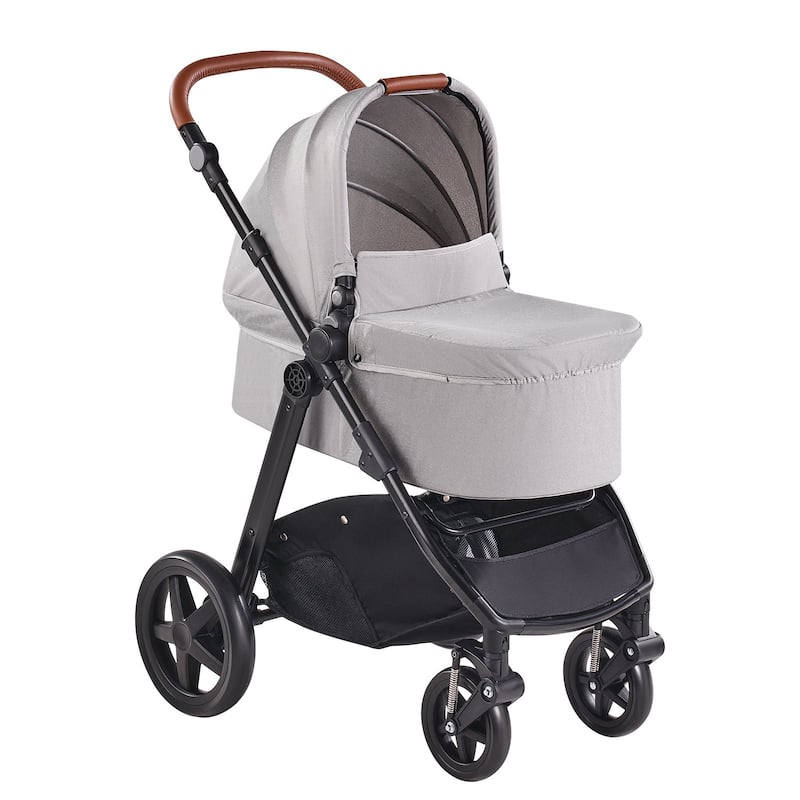 Oxford Aluminum Stroller with Bassinet and Adjustable Canopy - 35.4” L x 25.8” W x 43.9” H