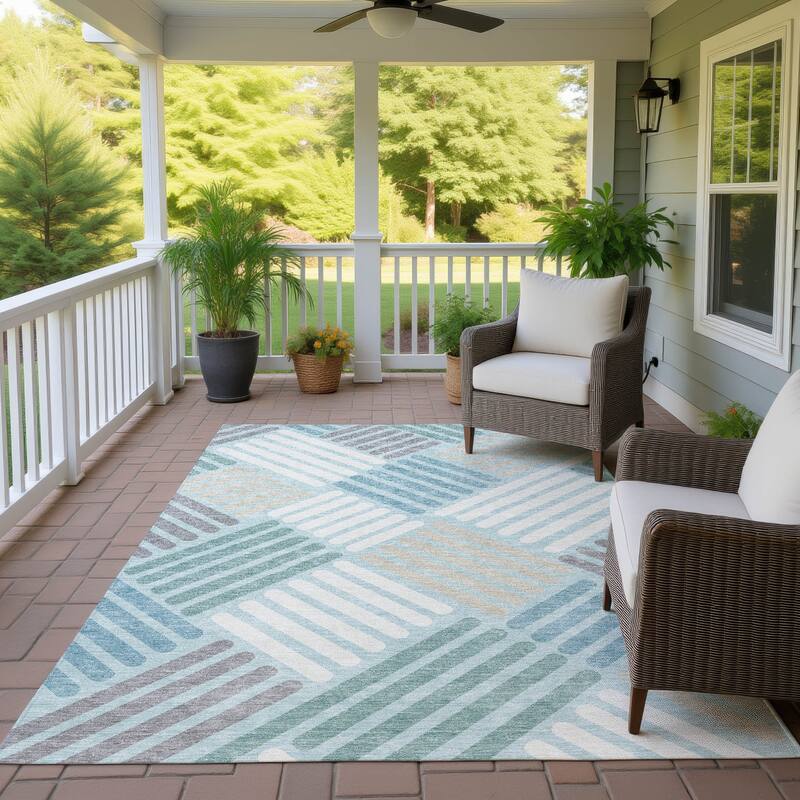 Machine Washable Indoor/ Outdoor Modern Weave Chantille Rug