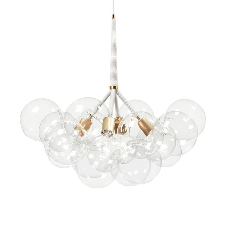 Contemporary Clear Glass Globe Bubble Chandelier - 4 Lights - White