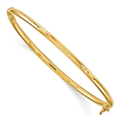 Curata 14k Yellow Gold Safety clasp Polished Hinged Bangle Bracelet