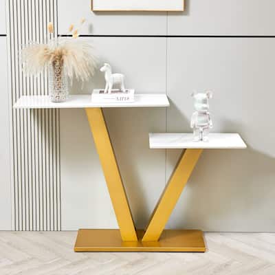 Modern Console Table with Metal Frame and Adjustable Foot Pads