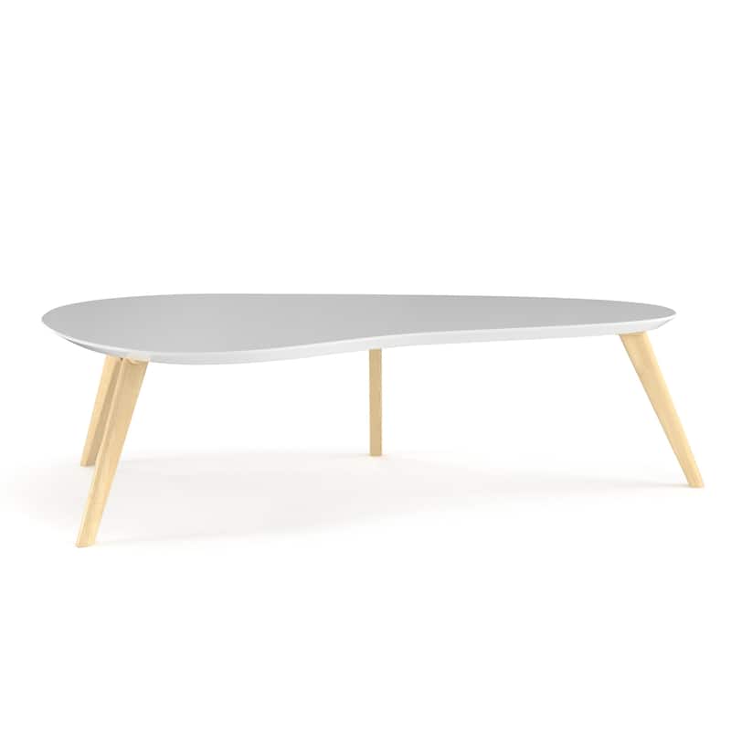 Darius Coffee Table - White Top / Natural Finished Legs
