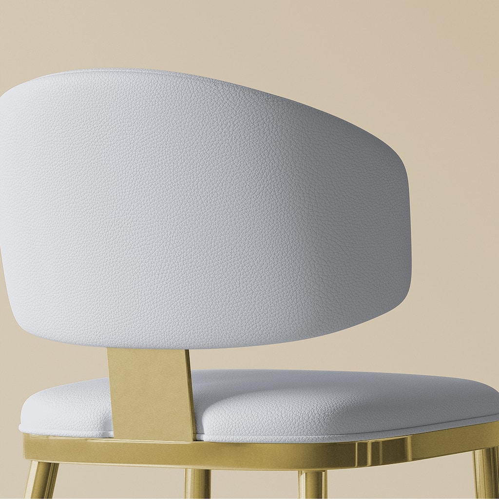 PU Leather Upholstered Dining Chairs Set of 2, Accent Chairs with Curved Backrest, Kitchen Chairs with Metal Legs