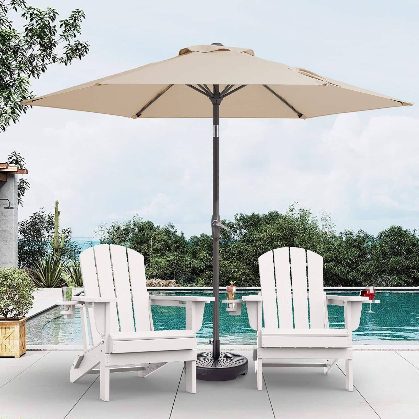 7.5 white patio umbrella Best Choice Products 7.5ft Heavy-Duty Round Outdoor Market Table w/Steel Pole, Push Button Tilt, Easy Crank Lift Features Adjustable Tilting Pole Blissun 7.5 ft Patio Umbrella,