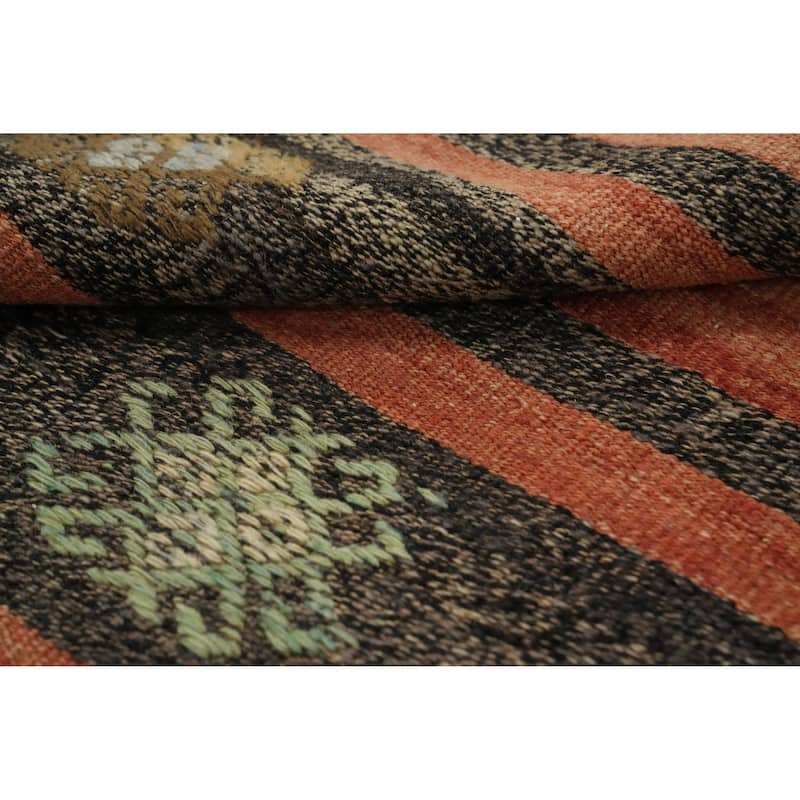 Hand Woven Oriental 100% Wool Carpet Southwestern Tribal Oranges & Rust Kilim Area Rug - 11' 11'' X 6' 4''