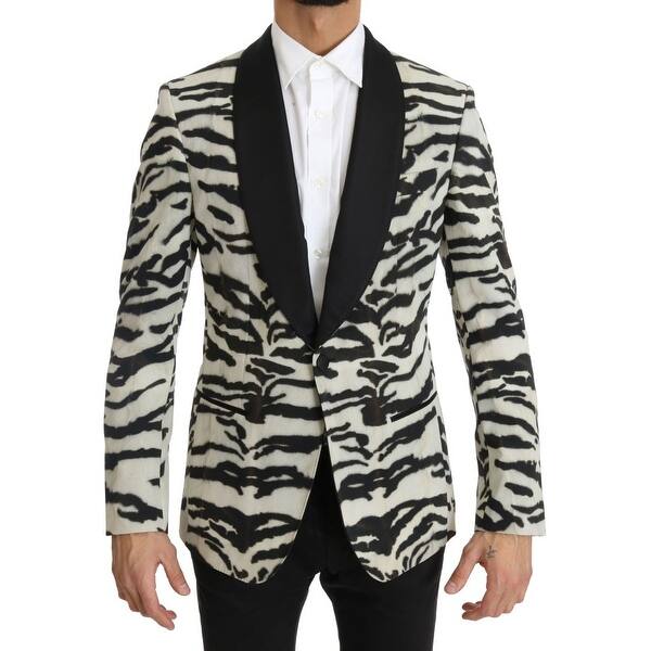 Shop Dolce Gabbana Black White Zebra Silk Men S Blazer
