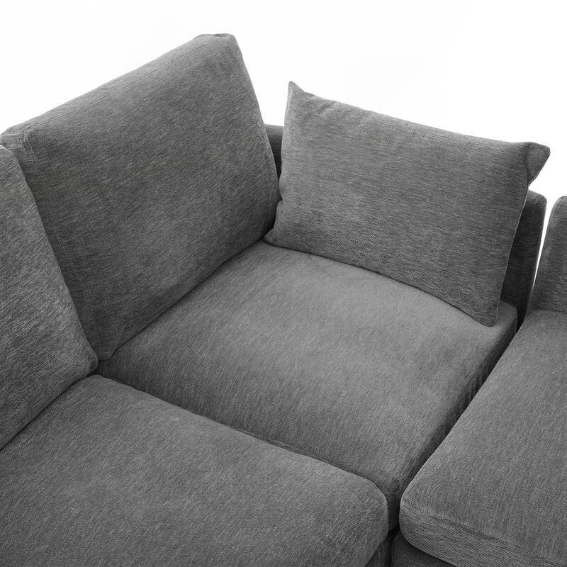 Modern Sectional Sofa Modular Sofa 85.4" U-shaped Sofa Couch Sofa Bed L-shaped Sofa with a Movable Ottoman