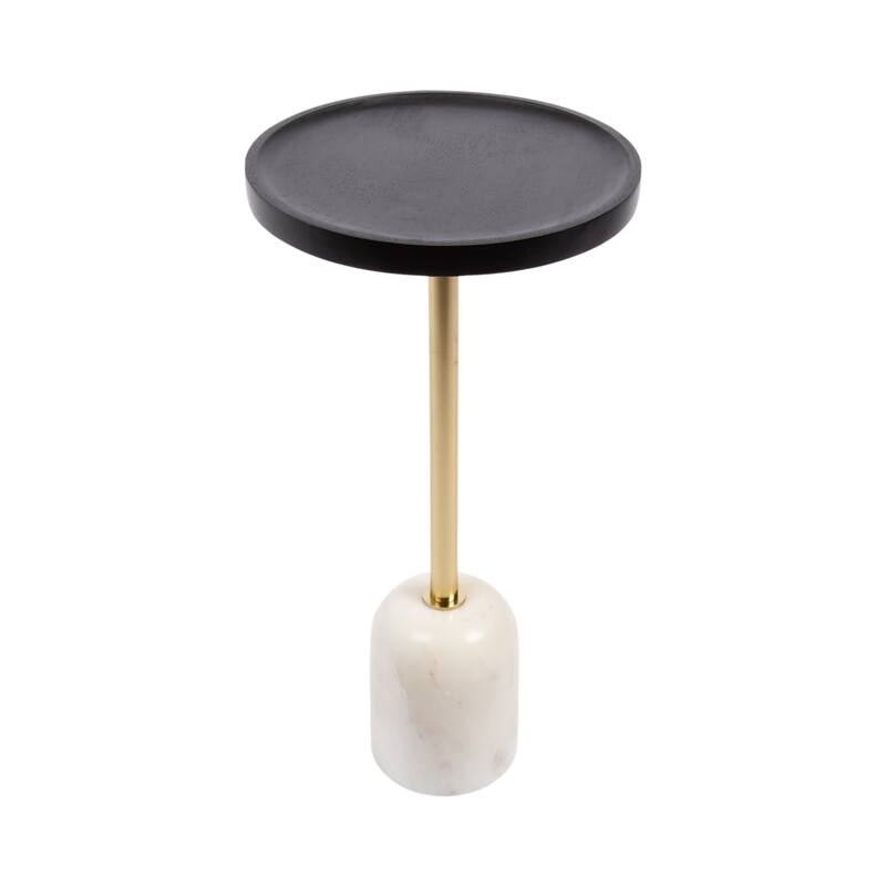 Kate and Laurel Shorrock Wood and Marble Side Table - 12x12x24 - Black/Gold