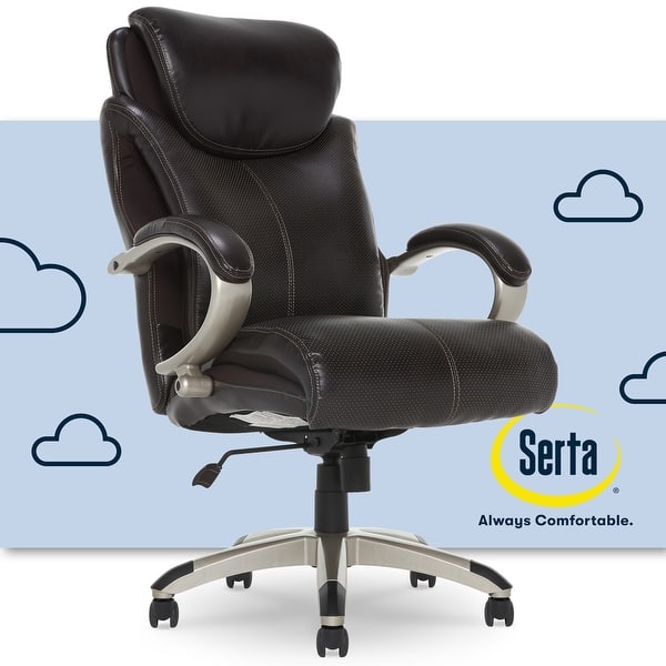 slide 1 of 14, Serta Dayton Big and Tall Executive Office Chair with AIR Technology, Brown Bonded Leather