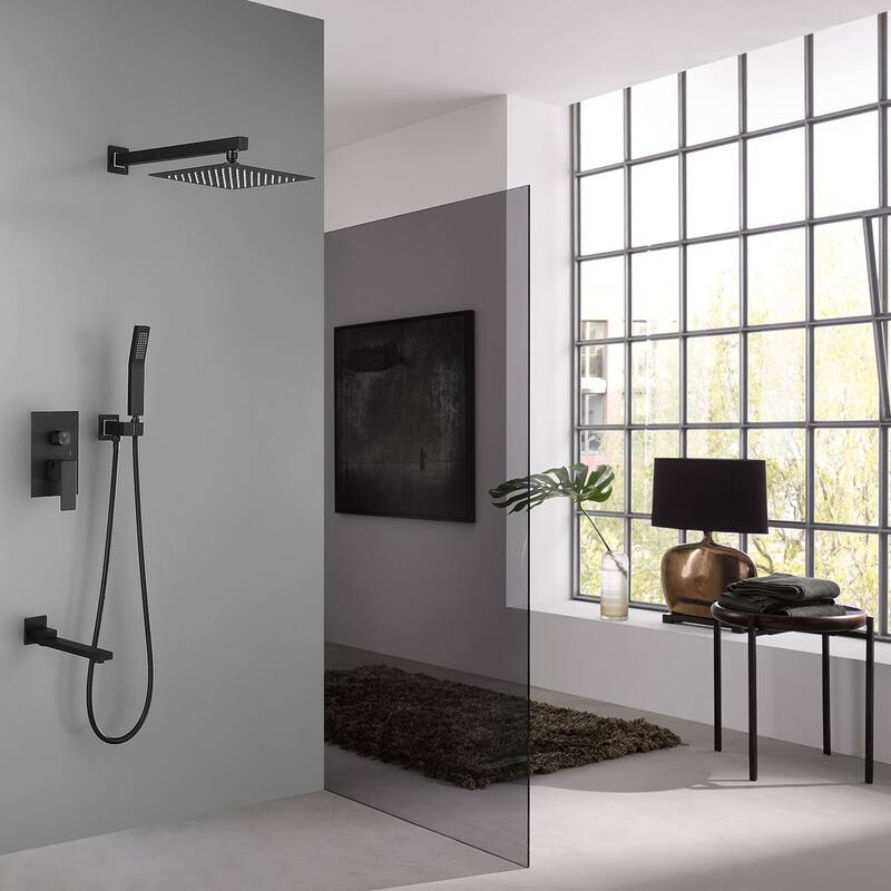 10" Shower System Square Bathroom Luxury Rain Mixer Shower Combo Set