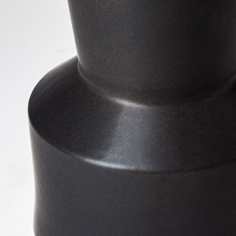 Modern Matte Black Ceramic Vase 9-Inch Cylindrical Decorative Accent for Home - 6" x 6" x 9"