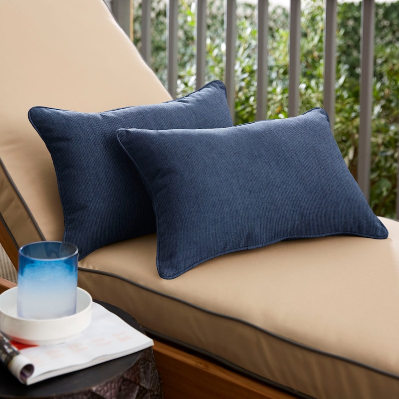 Sunbrella Spectrum Indigo Corded Indoor/ Outdoor Pillows (Set of 2) - 12 in x 18 in