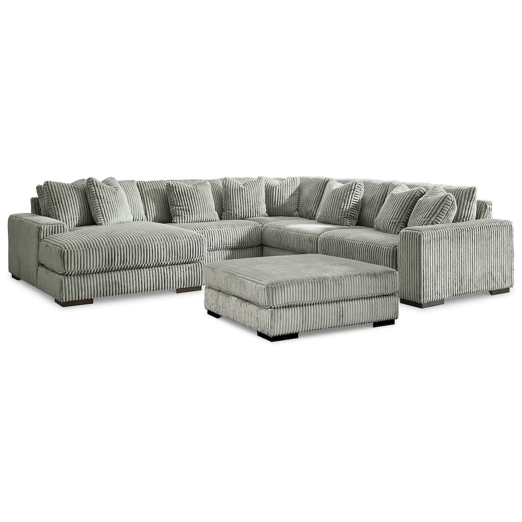 Signature Design by Ashley Lindyn Fog 5-Piece Sectional with Ottoman - 133" W x 133" D x 38" H