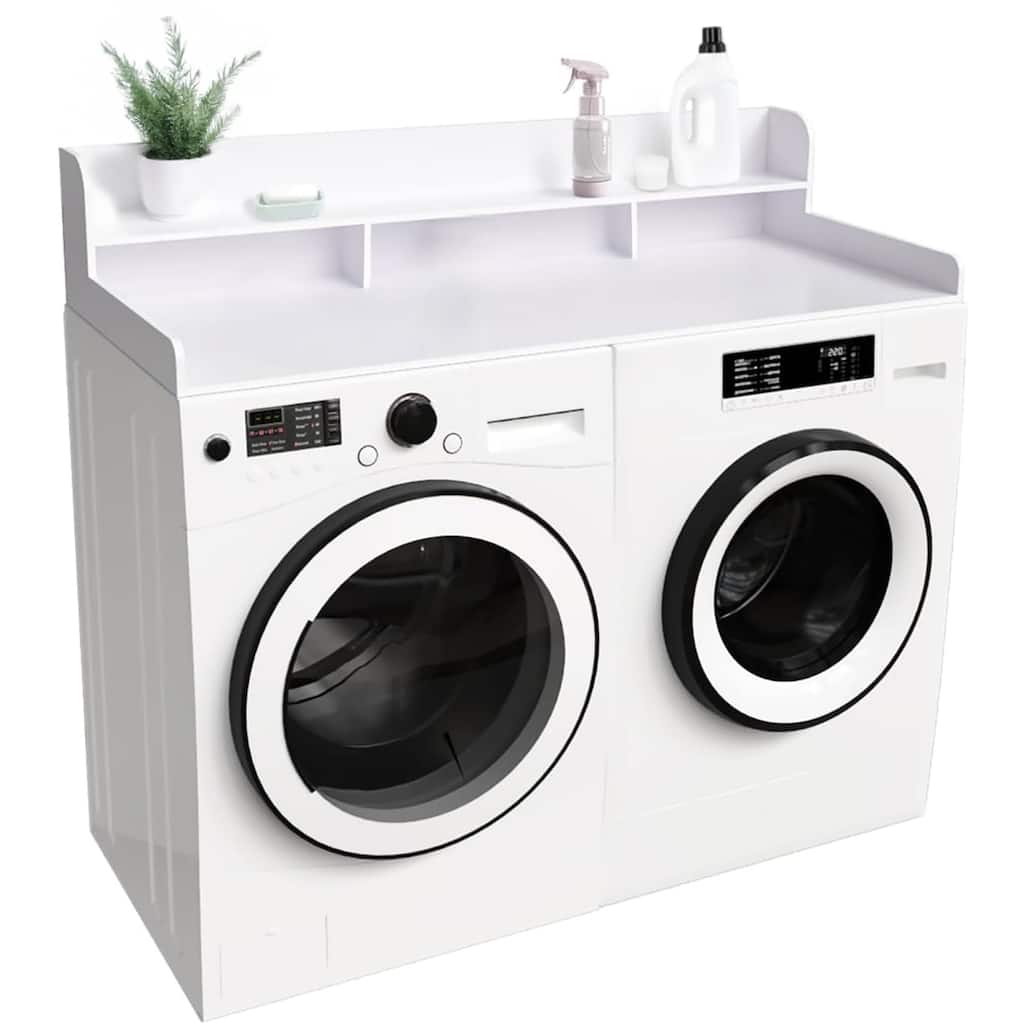 Double Layer Laundry Wood Shelf Topper for Washer and Dryer