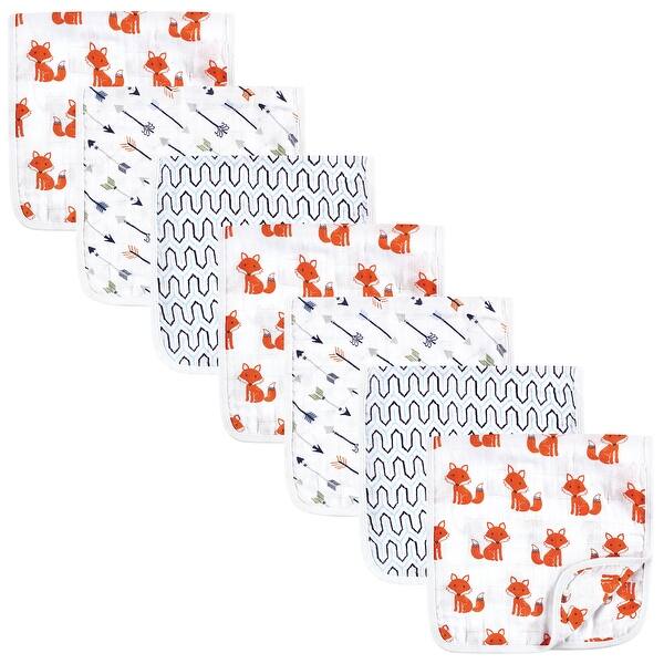 slide 1 of 1, Hudson Baby Infant Boy Muslin Burp Cloth 7pk, Foxes, One Size - Foxes - One Size One Size - Foxes