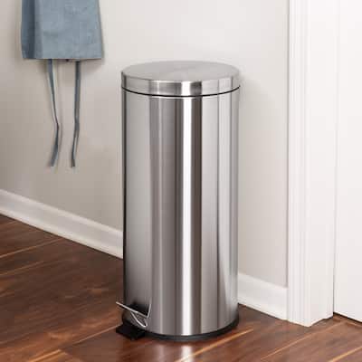 Stainless Steel 8-Gallon Round Step Trash Can