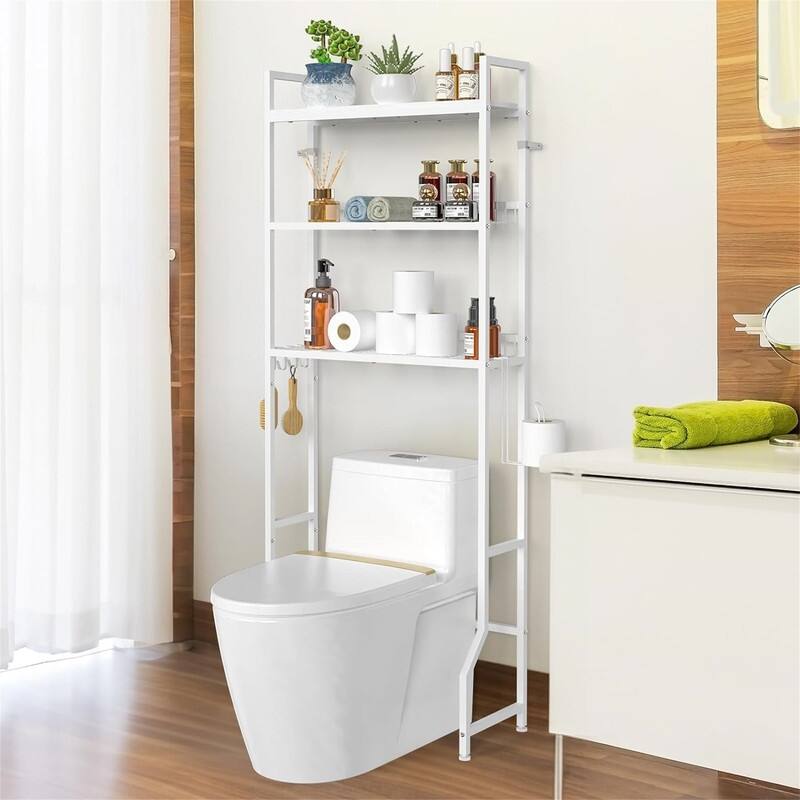 Over The Toilet Storage - 11"D x 25.6"W x 63.6"H - White