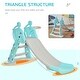 preview thumbnail 4 of 9, 2 in 1 Kids Slide with Basketball Hoop, Foldable Toddler Freestanding Slider Playset, Deer Shaped, Includes Basketball, Pump