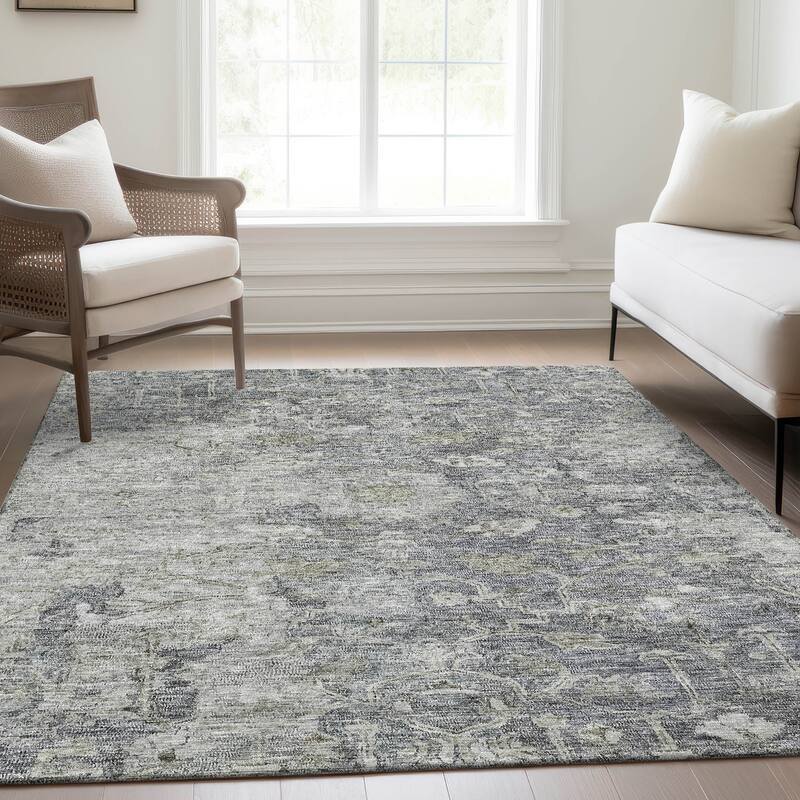 Machine Washable Indoor/ Outdoor Chantille Distressed Traditional Rug