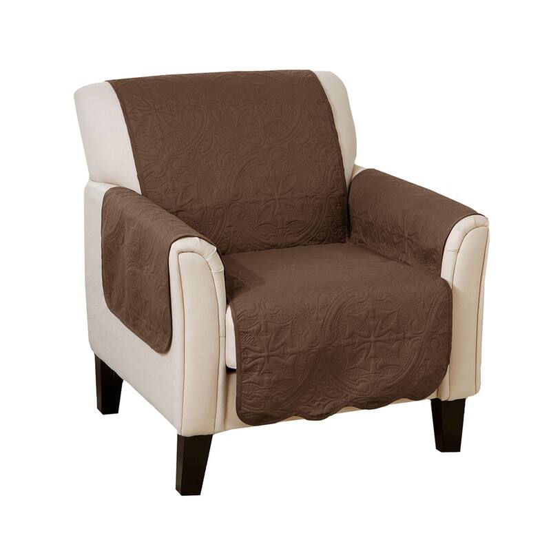 Reversible Chair Cover Quilted Pet Furniture Protector Slipcover - Chocolate / Taupe