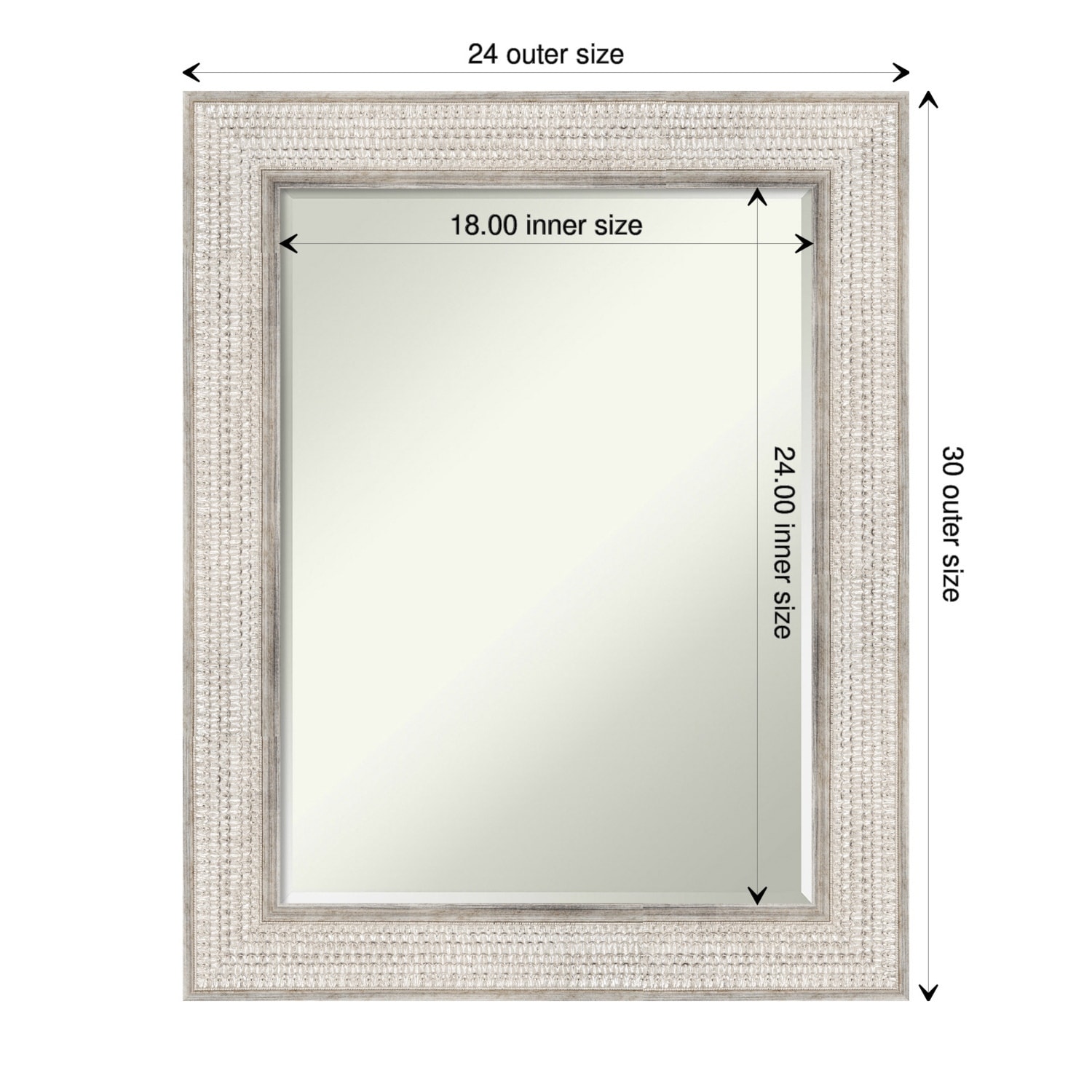 Petite Bevel Wood Wall Mirror - Trellis Silver Frame - Trellis Silver - 24 x 30 in