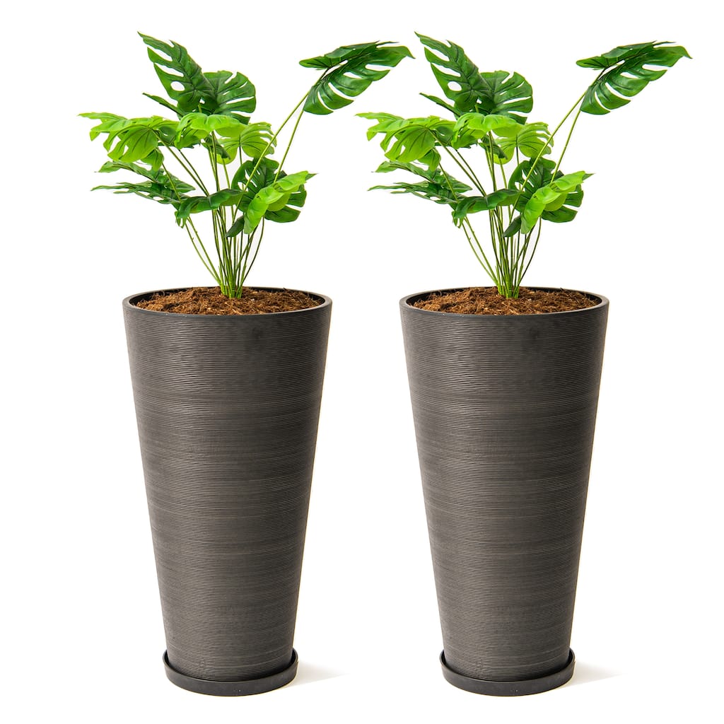 XBrand Modern 28-Inch Tall Round Planter, Modern Tapered, Indoor & Outdoor Planter