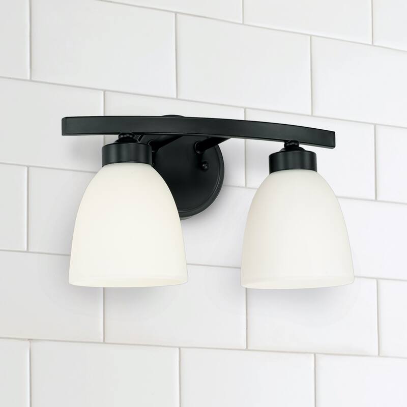 Jameson 2-light Bath/Vanity Fixture w/ Soft White Glass