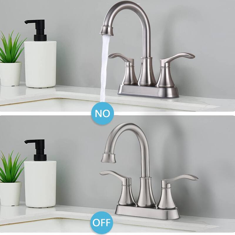 2 Handle 360 Degree Swivel Bathroom Sink Faucet with Pop Up Drain and No Drip Ceramic Valve Core, Rust Resistant