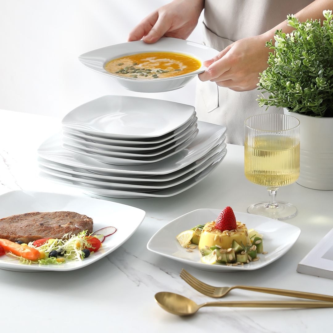MALACASA Julia 18-Piece Plate Set (Service for 6)