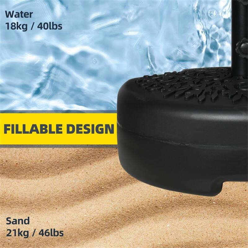 HDPE and Steel Half Umbrella Base Water or Sand Fillable Fits 1.5 and 2 Inch Poles for Balconies and Patios