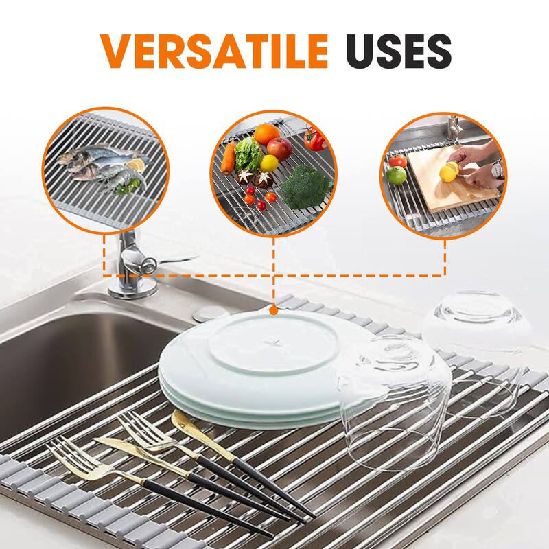 Cheer Collection Multipurpose Over The Sink Stainless Steel Drying Rack
