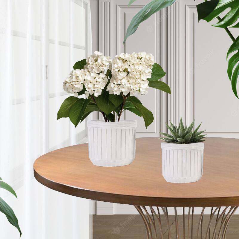 Handmade White Ceramic Planter Set of 4, 6/8/10/12 Inch Diameter
