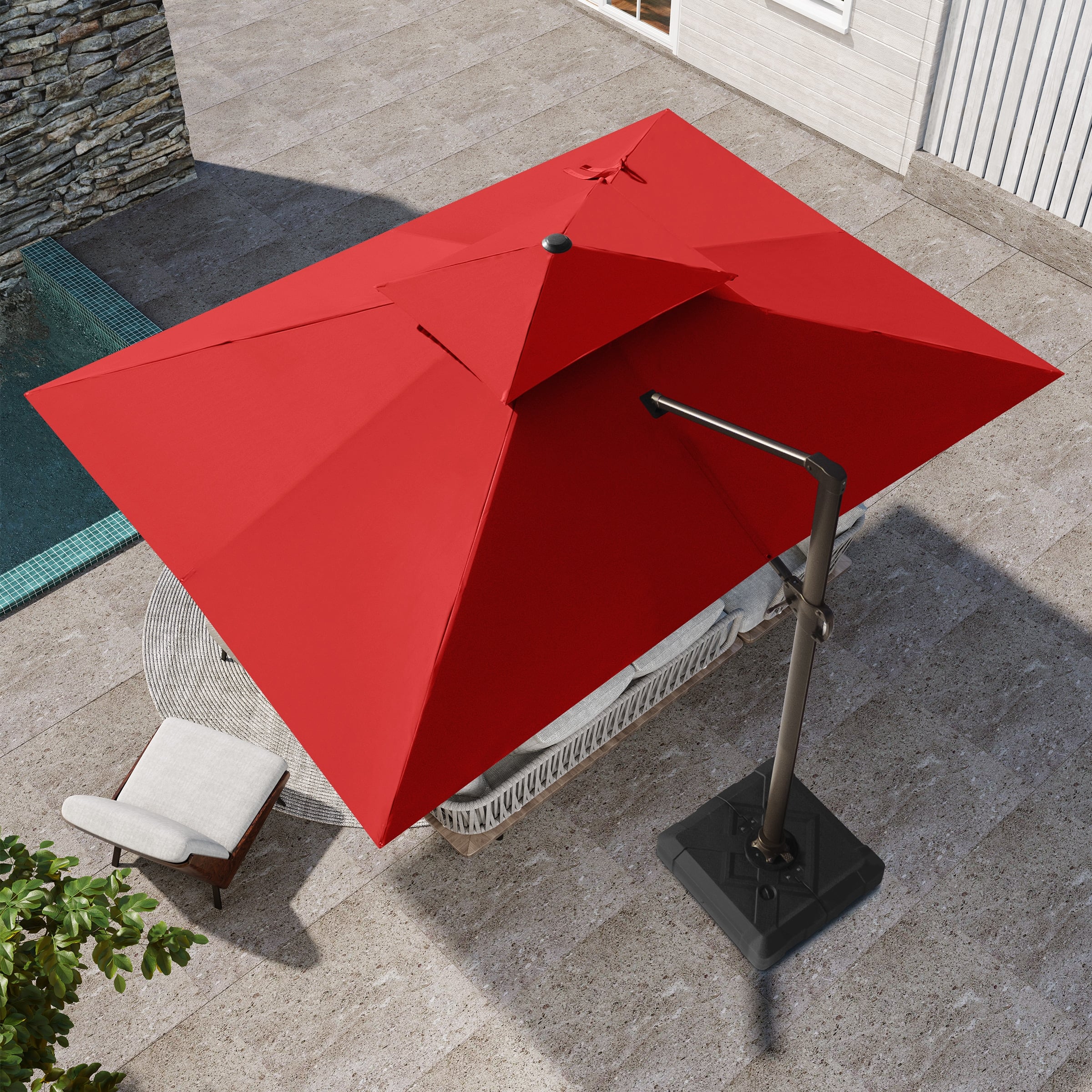 13 feet patio umbrella DoubleSided Twin Table with Crank HandleBeige Sunneday LLC so that you can keep cool and avoid the damage of the hot sun 13 Feet Double-Sided Patio Twin