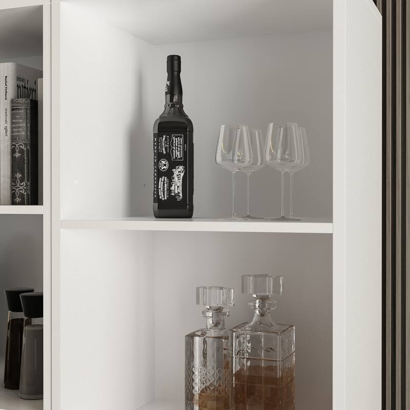 Timechee Combined Bookcase Kitchen Cabinet Display Cabinet Pantry